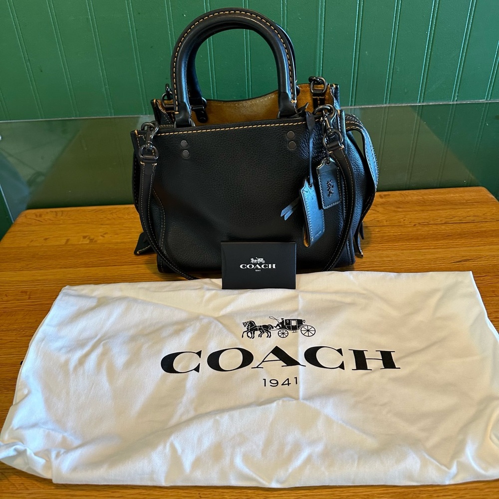 Coach Black Leather Satchel with Wallet - Picture 6 of 8